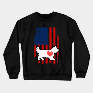 Yorkie Merica Usa American Flag Crewneck Sweatshirt